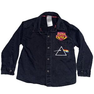 Toddler Boys Black Long Sleeve Pink Floyd Snap Front Shirt 4T